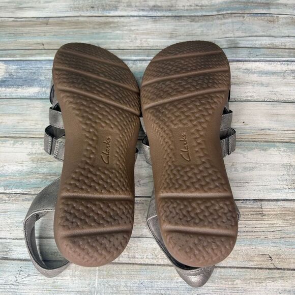 Clarks Elizabelle Sea Metallic Leather Sandal Size 9 Fisherman Earthy Boho - Picture 5 of 6
